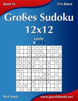 bokomslag Groes Sudoku 12x12 - Leicht - Band 16 - 276 Rtsel