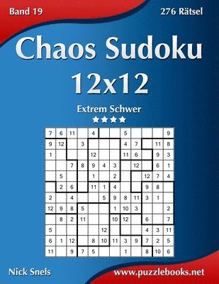 bokomslag Chaos Sudoku 12x12 - Extrem Schwer - Band 19 - 276 Rätsel