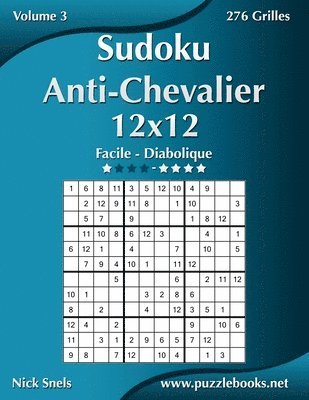 bokomslag Sudoku Anti-Chevalier 12x12 - Facile à Diabolique - Volume 3 - 276 Grilles