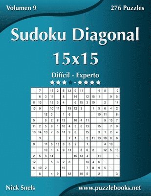 bokomslag Sudoku Diagonal 15x15 - Difícil a Experto - Volumen 9 - 276 Puzzles