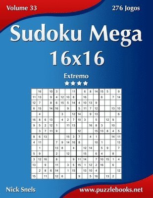 bokomslag Sudoku Mega 16x16 - Extremo - Volume 33 - 276 Jogos