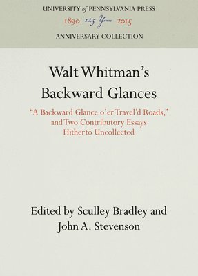 bokomslag Walt Whitman's Backward Glances