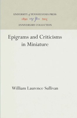 bokomslag Epigrams and Criticisms in Miniature