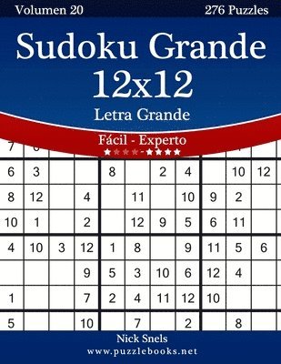 bokomslag Sudoku Grande 12x12 Impresiones con Letra Grande - De Fácil a Experto - Volumen 20 - 276 Puzzles