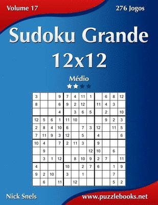 Nick Snels - Sudoku Grande 12x12 - Médio - Volume 17 - 276 Jogos, Häftad