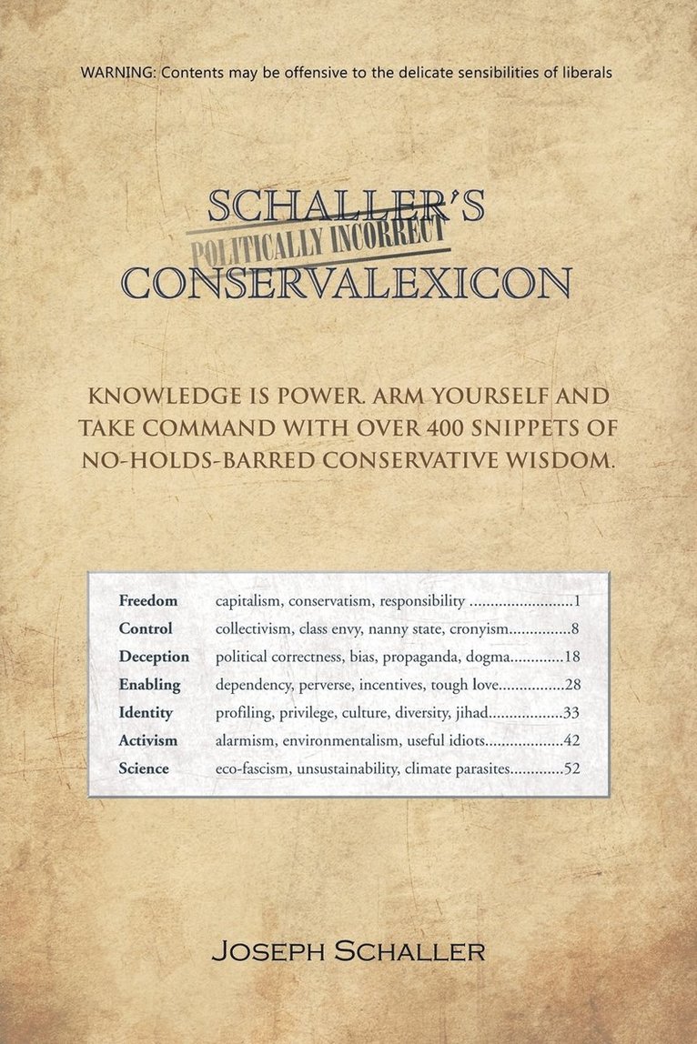 Schaller's Politically Incorrect Conservalexicon 1