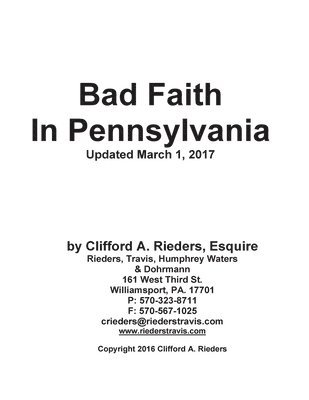 bokomslag Bad Faith in Pennsylvania