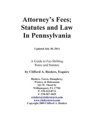 Attorney's Fees; Statues and Law in Pennsylvania 1