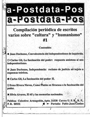 bokomslag Postdata: Vol. 1 Núm. 1 Escritos varios sobre cultura y humanismo