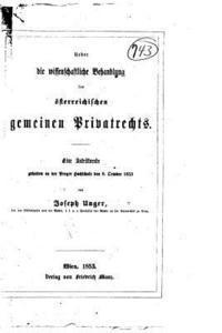Josef Unger - Ueber die wissenschaftliche Behandlung, Häftad