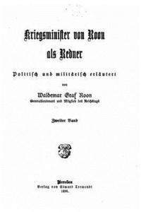 Waldemar Graf Von Roon - Kriegsminister von Roon als Redner, Häftad