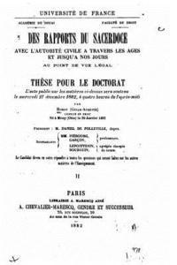 Cesar Auguste Horoy - Des rapports du sacerdoce avec l'autorité civile - Volume II, Häftad