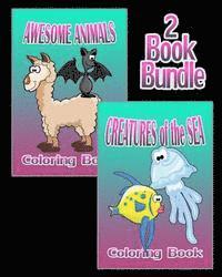 Awesome Animals & Creatures of the Sea - Coloring Book (2 Book Bundle) 1