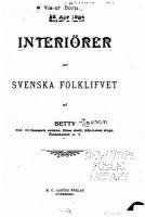 bokomslag Interiörer Ur Svenska Folklifvet