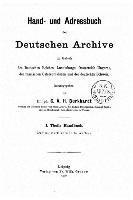 bokomslag Hand- und Adressbuch der deutschen Archive