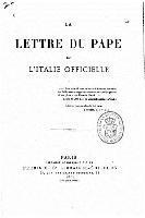 bokomslag La lettre du pape et l'italie officielle