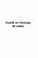 bokomslag Grundriss der Psychologie für Juristen