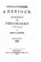 Ernst Von Leutzsch - Philologischer Anzeiger, Häftad