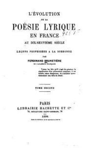 bokomslag L'évolution de la poésis lyrique en France au dix-neuvième siècle - Tome II