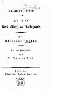 Politisches leben des fürsten Karl Moriz von Talleyrand 1