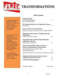 bokomslag Transformations: A Publication of the Florida Association of Mathematics Teacher Educators