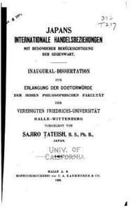 bokomslag Japans internationale handelsbeziehungen, mit besonderer berücksichtigung der gegenwart