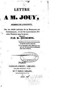 Lettre à M. Jouy, sur un article satirique de sa Biographie des contemporains 1