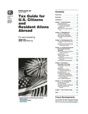 bokomslag Publication 54: Tax Guide for U.S. Citizens and Resident Aliens Abroad