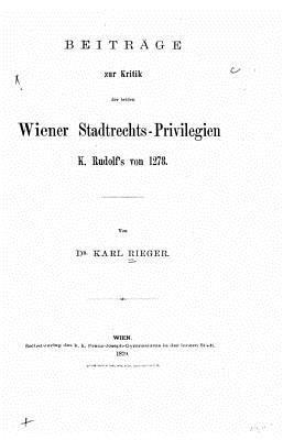 bokomslag Beiträge zur Kritik der beiden Wiener Stadtrechts-Privilegien