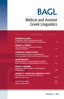 Biblical and Ancient Greek Linguistics, Volume 6 1