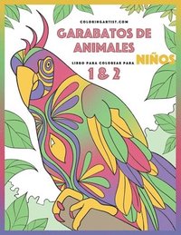 bokomslag Garabatos de animales libro para colorear para niños 1 & 2