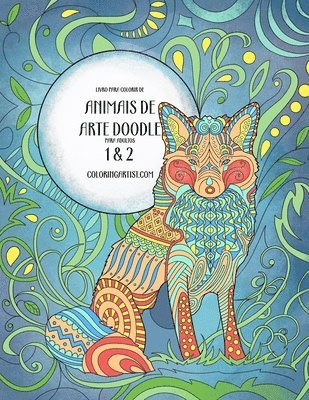 Livro para Colorir de Animais de Arte Doodle para Adultos 1 & 2 1