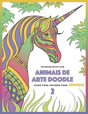 bokomslag Livro para Colorir de Animais de Arte Doodle para Crianças 2