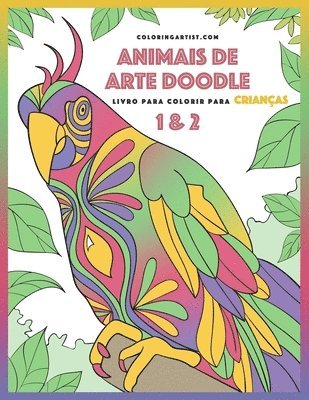 Livro para Colorir de Animais de Arte Doodle para Criancas 1 & 2 1