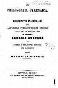 Heinrich Von Stein - de Philosophia Cyrenaica, Häftad