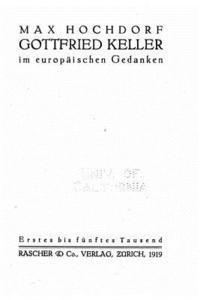 bokomslag Gottfried Keller im Europäischen Gedanken