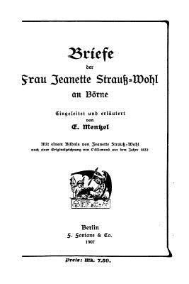 bokomslag Briefe der Frau Jeanette Strauss-Wohl an Börne