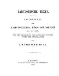 bokomslag Babylonische Texte Inschriften von Nabochodonosor Koenig von Babylon