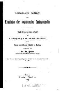 bokomslag Anatomische Beiträge Zur Kenntnis Der Sogenannten Syringomyelie