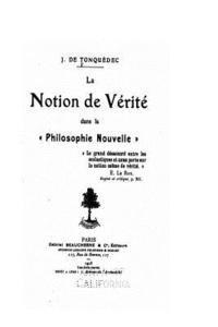 bokomslag La Notion de Verité dans la Philosophie Nouvelle