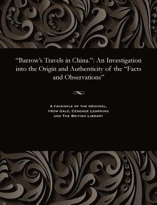 Barrow's Travels in China. 1
