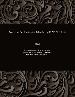 bokomslag Note on the Philippine Islands