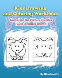 bokomslag Kids Drawing and Coloring Workbook: Complete the Picture Puzzles (Cute Animals Theme)