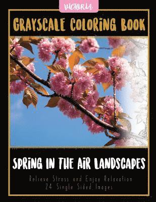 Spring In The Air Landscapes: Grayscale Coloring Book Relieve Stress and Enjoy Relaxation 24 Single Sided Images 1