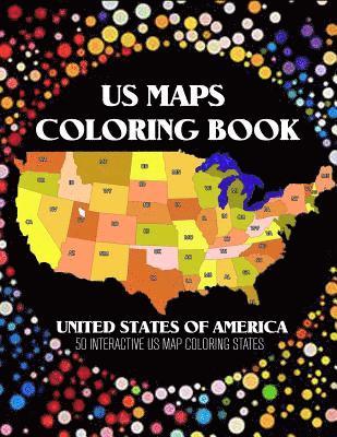 US Map Coloring Book: 50 Interacive US Map Color States with Pins 1