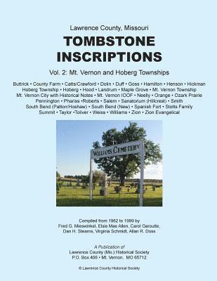 Lawrence County Missouri Tombstone Inscriptions Vol. 2 1