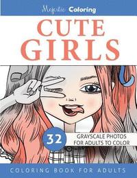 bokomslag Cute Girls: Grayscale Coloring for Adults