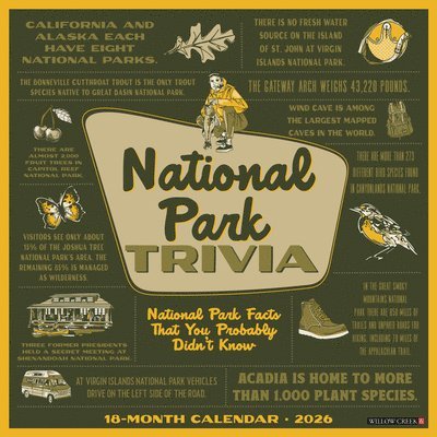 Willow Creek Press - National Park Trivia 2026 12 X 12 Wall Calendar, Häftad