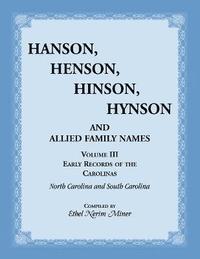 bokomslag Hanson, Henson, Hinson, Hynson and Allied Family Names. Vol. III