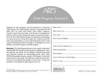 Diane Bricker, Betty Capt, Joann Johnson, Kristie Pretti-Frontczak, Kristine Slentz, Elizabeth Straka, Misti Waddell - Assessment, Evaluation, and Programming System for Infants and Children (Aeps(r)), Child Progress Record II: Three to Six Years, Häftad